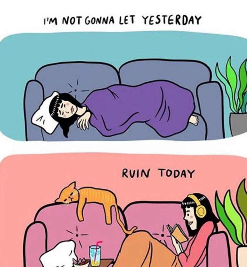 Source image for Animated Comic Strip Showing Self-Care Transition from Rest to Relaxation