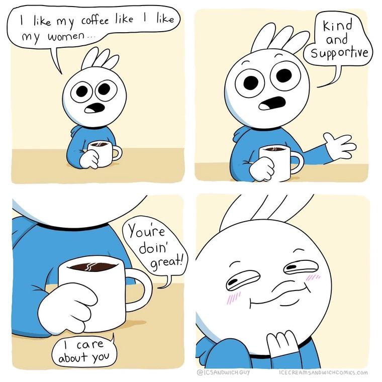 Source image for Cartoon Character Finds Wholesome Qualities in Coffee and Women